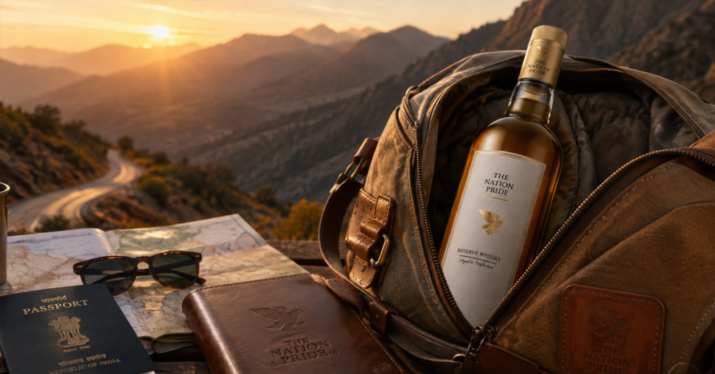 Best whisky for travel with a premium bottle and travel accessories